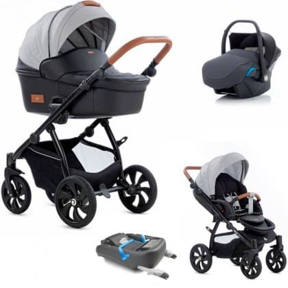 Коляска TUTIS AERO 3 в 1 + база IsoFix 112 / Черная кожа