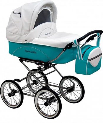 Коляска Stroller B&E Maxima ELITE  XL кожа 2 в 1 218 Turguoise-White