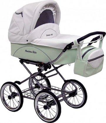 Коляска Stroller B&E Maxima ELITE  XL кожа 2 в 1 215 Mint-White