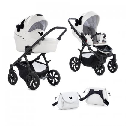 Коляска Tutis Aero 2 в 1 Limited Edition 116 Белая с черной бабочкой