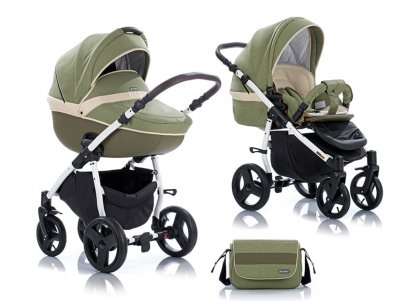 Коляска TUTIS Zippy AMADEO 2 в 1 56 ОЛИВКОВЫЙ / МОЛОЧНЫЙ