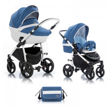 Коляска TUTIS Zippy AMADEO 2 в 1 57 СИНИЙ / БЕЛЫЙ