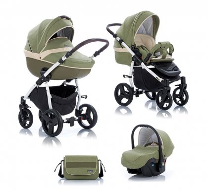 Коляска TUTIS Zippy AMADEO 3 в 1 56 ОЛИВКОВЫЙ / МОЛОЧНЫЙ