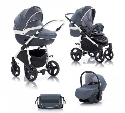 Коляска TUTIS Zippy AMADEO 3 в 1 50 СЕРЫЙ / БЕЛЫЙ