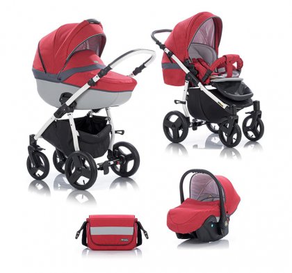 Коляска TUTIS Zippy AMADEO 3 в 1 54 КРАСНЫЙ / СЕРЫЙ