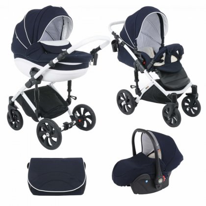 Детская коляска Tutis Mimi Style 3 в 1 348/ Тёмно синий/Белый