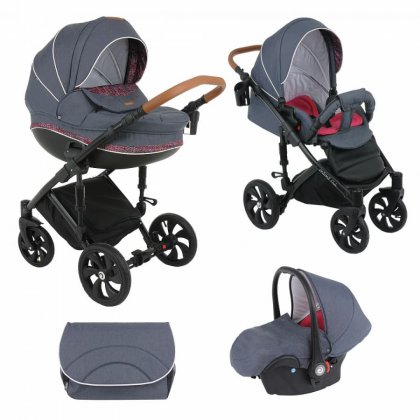 Детская коляска Tutis Mimi Style 3 в 1 364/ Тёмно серый/Малиновый