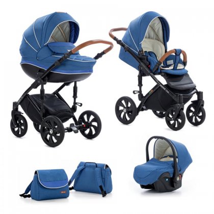 Детская коляска Tutis Mimi Style 3 в 1 309/ Джинсовый лен+Тёмно Голубой