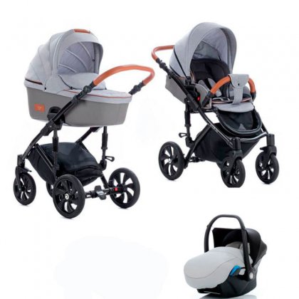 Коляска Tutis Viva Life 3 в 1 №074 Серебристо серый+Кожа Серая