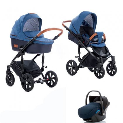Коляска Tutis Viva Life 3 в 1 №076 Деним+ Кожа Темно-синяя