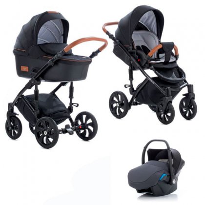 Коляска Tutis Viva Life 3 в 1 №070 Черный муар + Кожа Антрацит