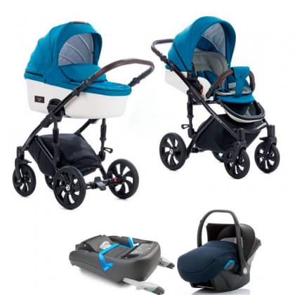 Коляска Tutis Viva Life 3 в 1 + база IsoFix  №082 Мурена +Кожа Белая