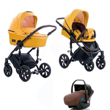 Коляска Tutis Viva Life 3 в 1 №075 Пастельно-желтый+Кожа Шафрановая