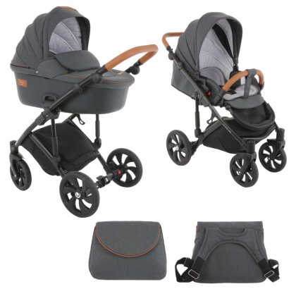 Коляска Tutis Viva Life 2 в 1 №072/1 Антрацит меланж+ Кожа Антрацит