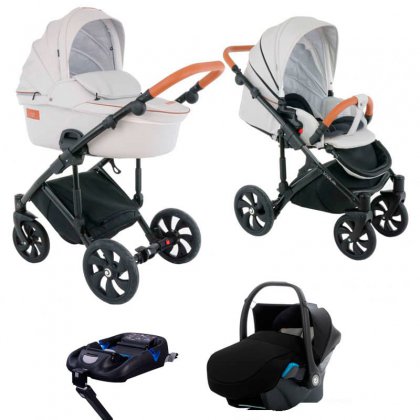 Коляска Tutis Viva Life 3 в 1 + база IsoFix №085/1 КОЖА Светло. серый