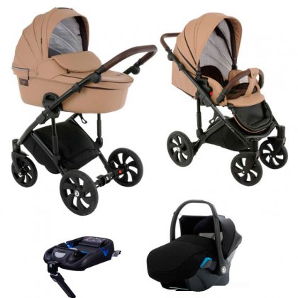 Коляска Tutis Viva Life 3 в 1 + база IsoFix №084/1 КОЖА Светло.бежевый