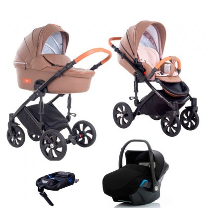 Коляска Tutis Viva Life 3 в 1 + база IsoFix №083 КОЖА Капучино