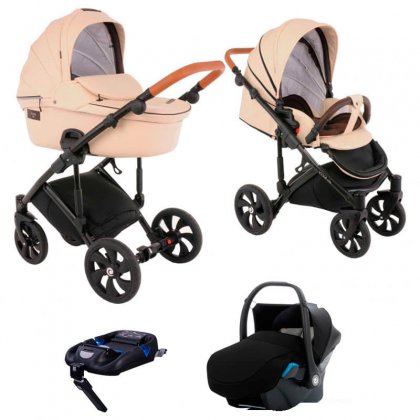 Коляска Tutis Viva Life 3 в 1 + база IsoFix  №086/1 КОЖА Ваниль