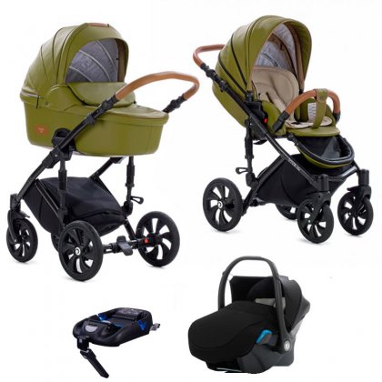 Коляска Tutis Viva Life 3 в 1 + база IsoFix №088 КОЖА Болотный