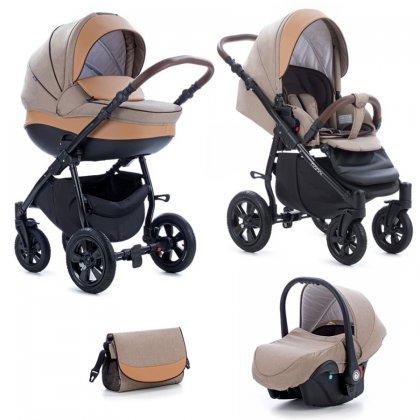 Коляска Tutis Nanni 3 в 1 116 Песочный + кожа Беж
