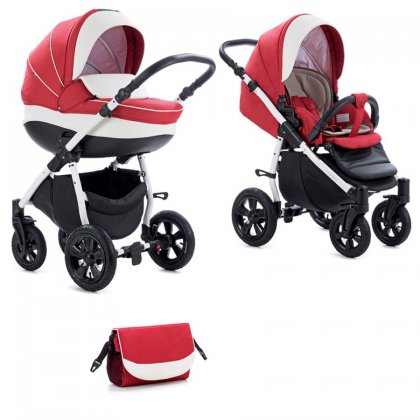 Коляска Tutis Nanni 2 в 1 519 Кирпичный + кожа Белый