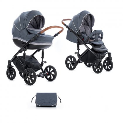 Детская коляска Tutis Mimi Style 2 в 1 306/ Серый лен+св.серый +Чёрная рама