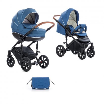 Детская коляска Tutis Mimi Style 2 в 1 309/ Джинсовый лен+Тёмно Голубой