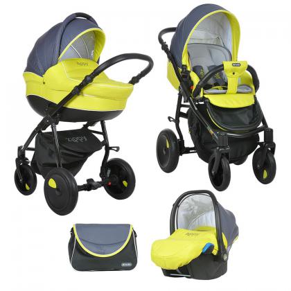 Коляска Tutis Zippy Orbit 3 в 1 053 ТЕМ. СЕРЫЙ/ЛАЙМ/БЕЛЫЙ КАНТ