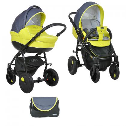 Коляска Tutis Zippy Orbit 2 в 1 053 ТЕМ. СЕРЫЙ/ЛАЙМ/БЕЛЫЙ КАНТ