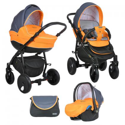 Коляска Tutis Zippy Orbit 3 в 1 055 АНТРАЦИТОВЫЙ/ОРАНЖЕВЫЙ/БЕЛЫЙ КАНТ