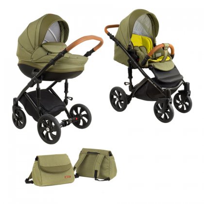 Детская коляска Tutis Mimi Style 2 в 1 326 / Оливковый Лен + кожа Хаки