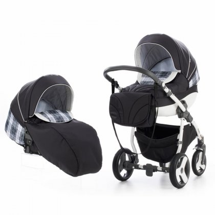Коляска Tutis Zippy Mimi Plus Эксклюзив 2 в 1 графит/серая клетка/светло-серый