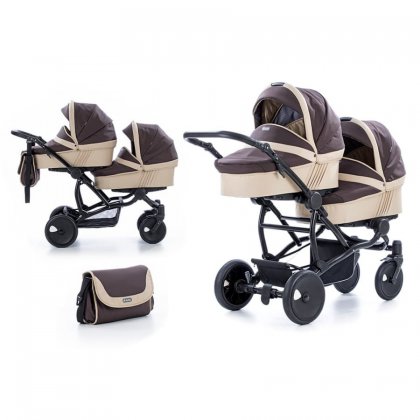 Коляска для двойни Tutis Zippy Terra 3 в 1 202/коричневый лён/светло серый