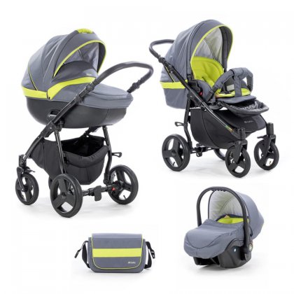 Коляска Tutis Zippy New To-To 3 в 1 444 Черная рама графит/салат