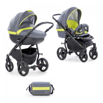Коляска Tutis Zippy New To-To 2 в 1 444 Черная рама графит/салат
