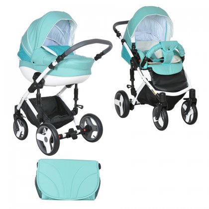 Коляска Tutis Zippy Mimi Plus Эксклюзив 2 в 1 720БР бирюза/белый/леопард