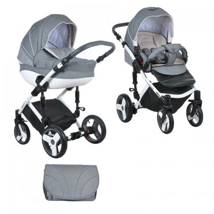 Коляска Tutis Zippy Mimi Plus Эксклюзив 2 в 1 722БР серый лен/беж/леопард