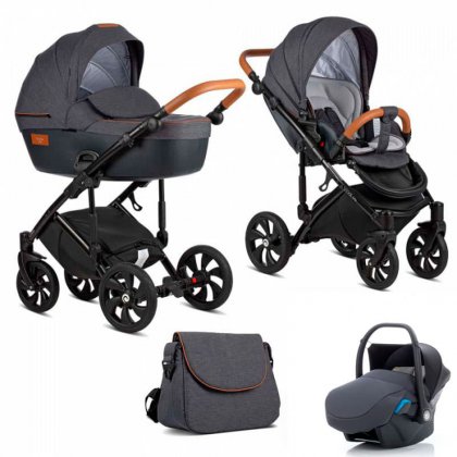 Коляска Tutis Viva Life 2019 3 в 1 072/2 Антрацит меланж+Кожа Антрацит