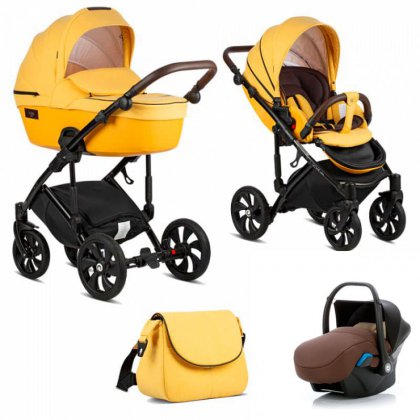Коляска Tutis Viva Life 2019 3 в 1 075/2 Пастельно-жёлтый+Кожа Шафрановый
