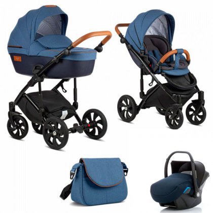 Коляска Tutis Viva Life 2019 3 в 1 076/2 Деним+Кожа Тёмно-синий