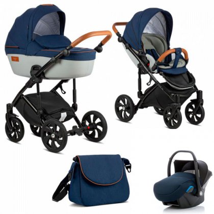 Коляска Tutis Viva Life 2019 3 в 1 079/2 Пурпурно-синий+Кожа Светло-серебристый