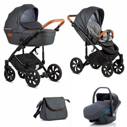 Коляска Tutis Viva Life 2019 3 в 1 087/2 Кожа Тёмно-серый