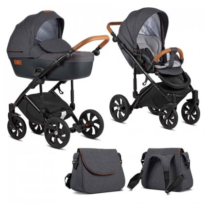 Коляска Tutis Viva Life 2019 2 в 1 072/2 Антрацит меланж+Кожа Антрацит