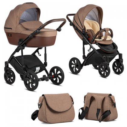 Коляска Tutis Viva Life 2019 2 в 1 078/2 Коричнево-бежевый +Кожа Капучино