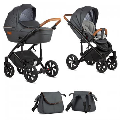 Коляска Tutis Viva Life 2019 2 в 1 087/2 Кожа Тёмно-серый