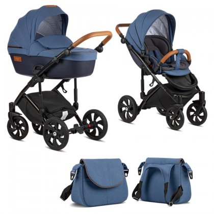 Коляска Tutis Viva Life 2019 2 в 1 076/2 Деним+Кожа Тёмно-синий